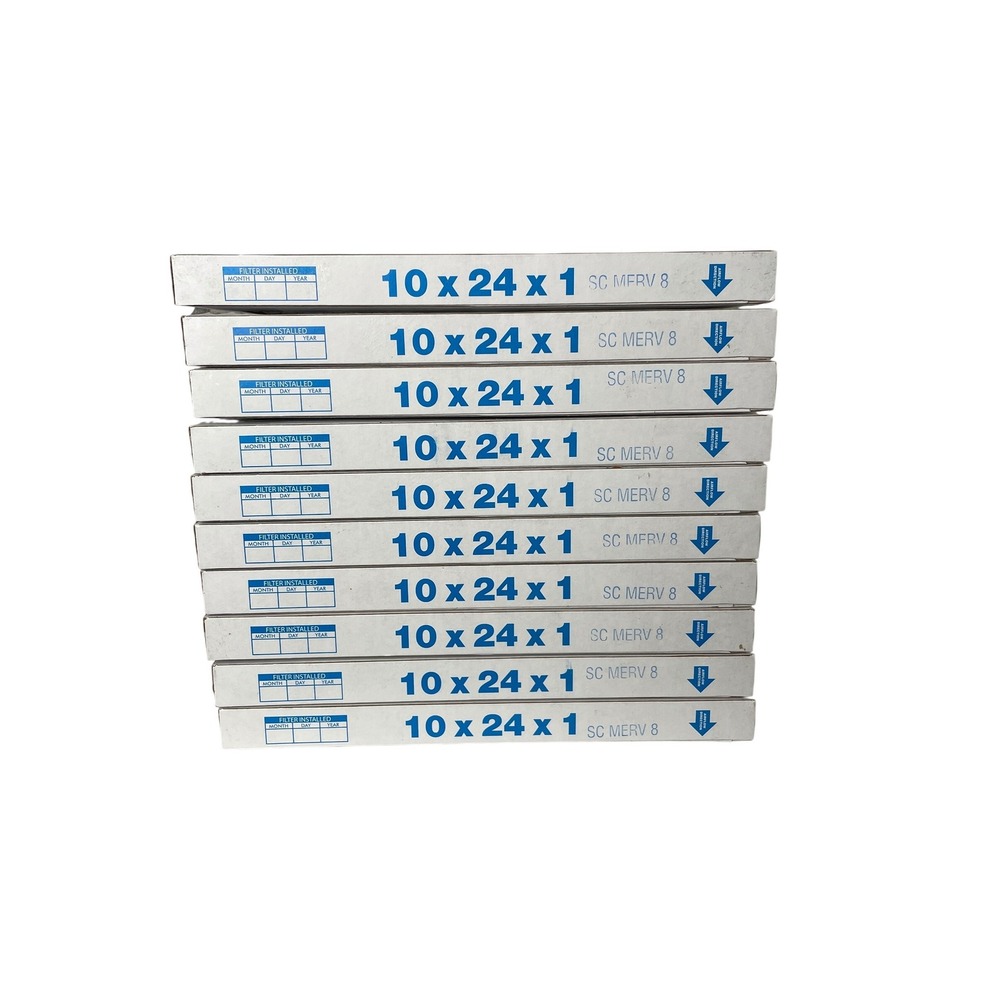 10 Pack SC MERV 8 Air Filters 10x24x1‎ HVAC Furnace AC Pleated Media White